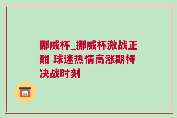 挪威杯_挪威杯激戰正酣 球迷熱情高漲期待決戰時刻