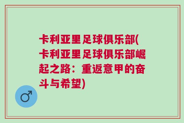 卡利亞里足球俱樂部(卡利亞里足球俱樂部崛起之路:重返意甲的奮斗與希望) 卡利亞里足球俱樂部(卡利亞里足球俱樂部崛起之路:重返意甲的奮斗與希望)
