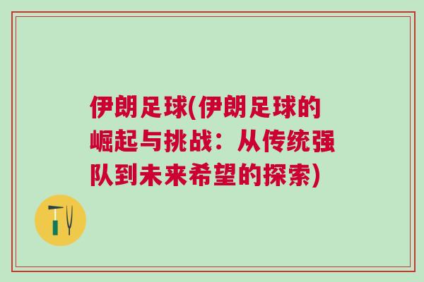 伊朗足球(伊朗足球的崛起與挑戰：從傳統強隊到未來希望的探索)