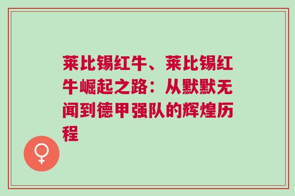 萊比錫紅牛、萊比錫紅牛崛起之路：從默默無聞到德甲強隊的輝煌歷程