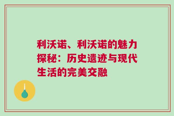 利沃諾、利沃諾的魅力探秘:歷史遺跡與現代生活的完美交融 利沃諾、利沃諾的魅力探秘:歷史遺跡與現代生活的完美交融