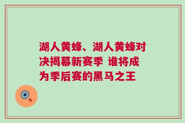 湖人黃蜂、湖人黃蜂對決揭幕新賽季 誰將成為季后賽的黑馬之王