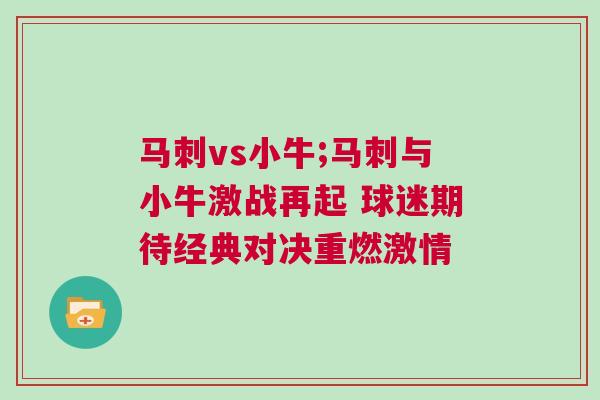 馬刺vs小牛;馬刺與小牛激戰再起 球迷期待經典對決重燃激情