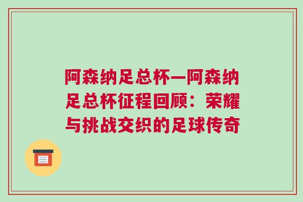 阿森納足總杯—阿森納足總杯征程回顧：榮耀與挑戰(zhàn)交織的足球傳奇
