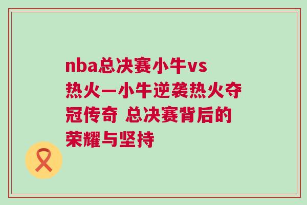 nba總決賽小牛vs熱火—小牛逆襲熱火奪冠傳奇 總決賽背后的榮耀與堅持