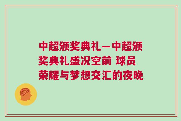 中超頒獎典禮—中超頒獎典禮盛況空前 球員榮耀與夢想交匯的夜晚
