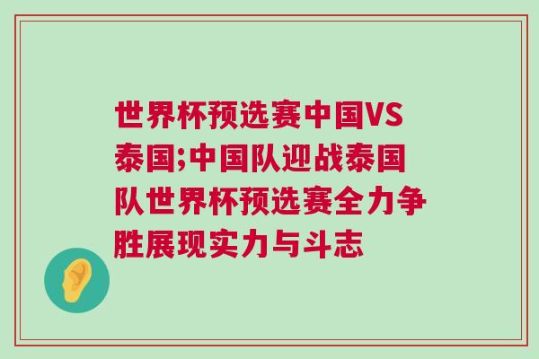 世界杯預選賽中國VS泰國;中國隊迎戰泰國隊世界杯預選賽全力爭勝展現實力與斗志