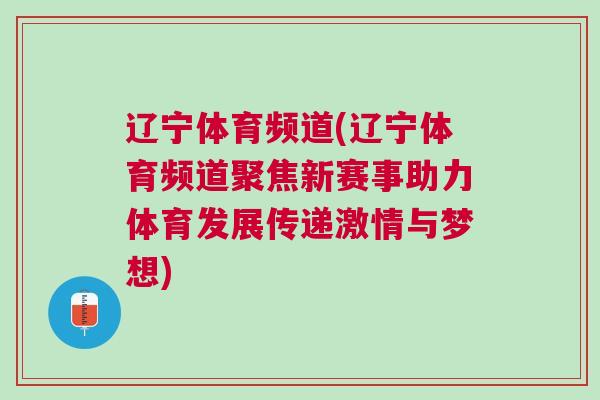 遼寧體育頻道(遼寧體育頻道聚焦新賽事助力體育發(fā)展傳遞激情與夢想)