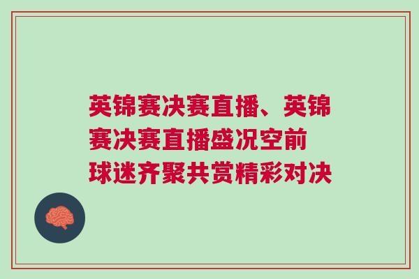 英錦賽決賽直播、英錦賽決賽直播盛況空前 球迷齊聚共賞精彩對決