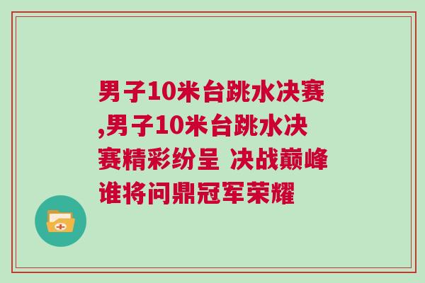 男子10米臺跳水決賽,男子10米臺跳水決賽精彩紛呈 決戰巔峰誰將問鼎冠軍榮耀