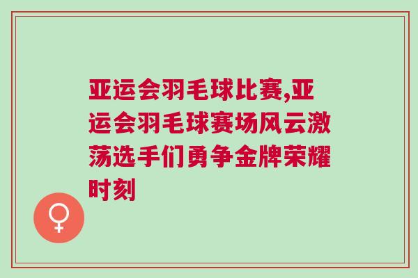 亞運會羽毛球比賽,亞運會羽毛球賽場風云激蕩選手們勇爭金牌榮耀時刻