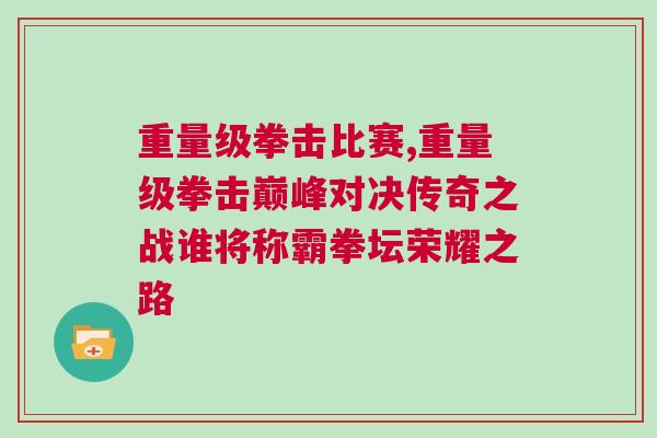 重量級拳擊比賽,重量級拳擊巔峰對決傳奇之戰誰將稱霸拳壇榮耀之路