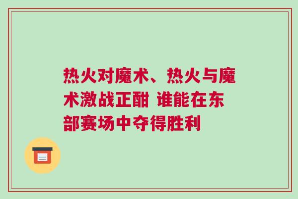 熱火對魔術、熱火與魔術激戰正酣 誰能在東部賽場中奪得勝利