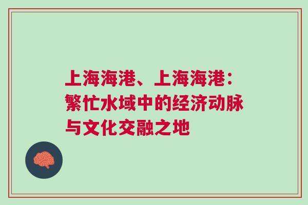 上海海港、上海海港：繁忙水域中的經濟動脈與文化交融之地