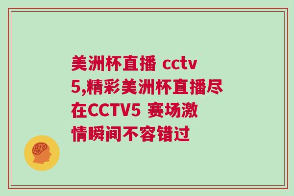 美洲杯直播 cctv5,精彩美洲杯直播盡在CCTV5 賽場激情瞬間不容錯過