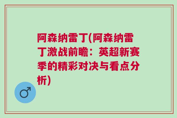 阿森納雷丁(阿森納雷丁激戰(zhàn)前瞻：英超新賽季的精彩對決與看點(diǎn)分析)