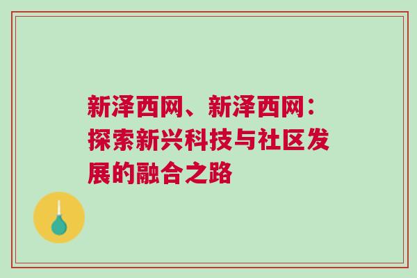 新澤西網(wǎng)、新澤西網(wǎng)：探索新興科技與社區(qū)發(fā)展的融合之路