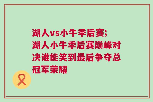 湖人vs小牛季后賽;湖人小牛季后賽巔峰對決誰能笑到最后爭奪總冠軍榮耀