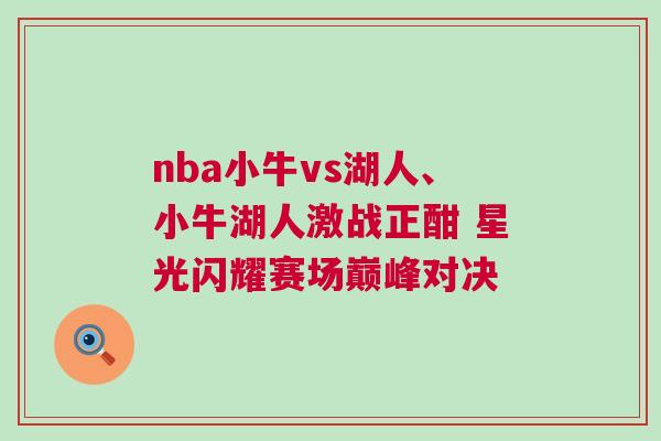 nba小牛vs湖人、小牛湖人激戰(zhàn)正酣 星光閃耀賽場巔峰對決